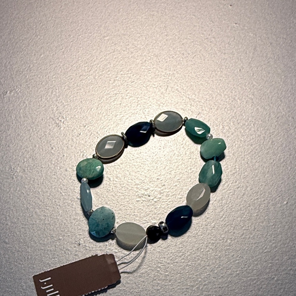 J. Jill Blue and Green Stone Stretchy Bracelet